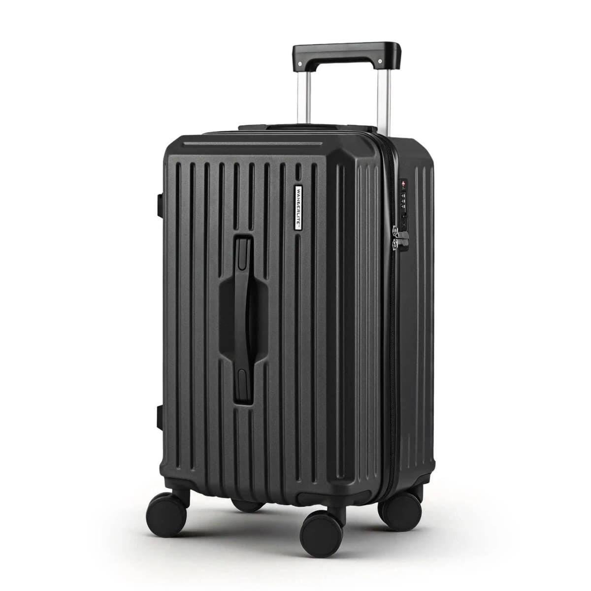 20 Inch Trunk Style Carry On Suitcase Black TSA Lock Hard Shell Travel Luggage