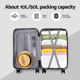 20 Inch Trunk Style Carry On Suitcase Black TSA Lock Hard Shell Travel Luggage