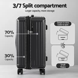 20 Inch Trunk Style Carry On Suitcase Black TSA Lock Hard Shell Travel Luggage