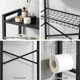 Over Toilet Bathroom Storage Rack 4 Tier Space Saving White Organizer Shelf for Home Bathroom Laundry Room