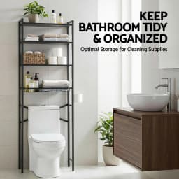 Over Toilet Bathroom Storage Rack 4 Tier Space Saving White Organizer Shelf for Home Bathroom Laundry Room