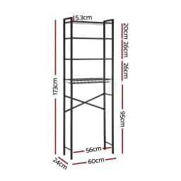 Over Toilet Bathroom Storage Rack 4 Tier Space Saving White Organizer Shelf for Home Bathroom Laundry Room