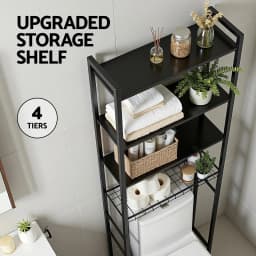 Over Toilet Bathroom Storage Rack 4 Tier Space Saving White Organizer Shelf for Home Bathroom Laundry Room