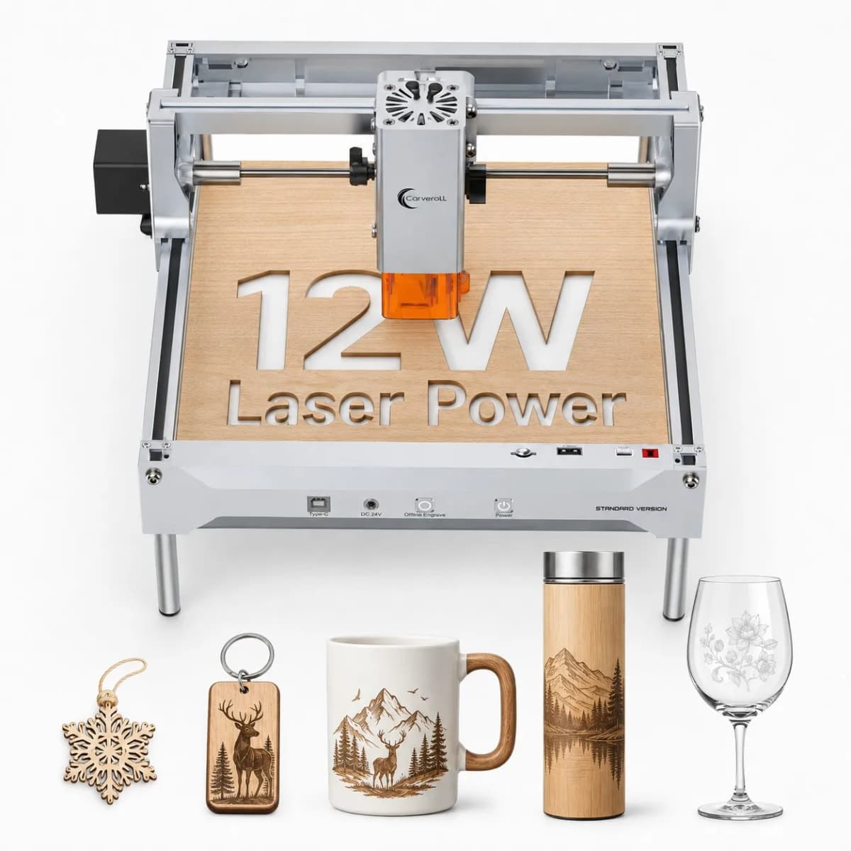 Carverall K15PRO 7W 12W Laser Engraver Cutter Machine, 200x300mm A4 Area, 15000mm/min, 0.01mm Precision, WiFi USB App, LightBurn LaserGRBL, 300+ Materials, for Wood Leather Acrylic, DIY Crafts, Personalised Gifts, Home Workshop Small Business