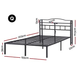 Queen Size Bed Frame with Charging Station Modern Upholstered Platform Bed Frame with Storage Headboard for Bedroom