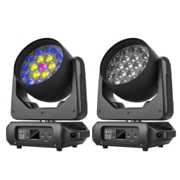 Moving Head Light with Hook, 19x15W RGBW 4in1 LED Beam Wash Zoom Effect Light, DMX512 Stage Light for DJ Disco Party Concert Wedding KTV Club, 540° Pan 270° Tilt, 8°-60° Zoom, 0-100% Dimming, Strobe
