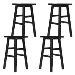 4 Pack Wooden Bar Stools for Kitchen Counter Black High Back Seating Set