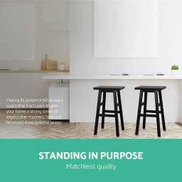 4 Pack Wooden Bar Stools for Kitchen Counter Black High Back Seating Set