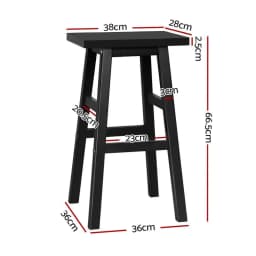 4 Pack Wooden Bar Stools for Kitchen Counter Black High Back Seating Set