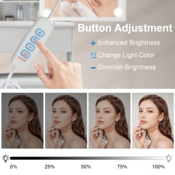 White Modern Vanity Set, 10 LED Lighted Mirror, 3 Color Dimmable, 5 Drawers & Stool, Bedroom Dresser