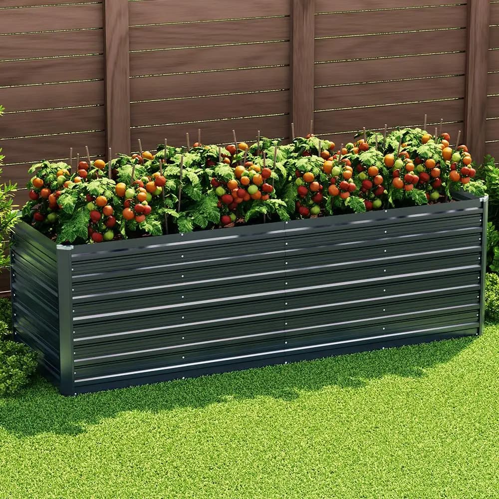 2 in 1 Raised Garden Bed Kit 320cm 160cm Extra Deep Ergonomic Planter Box Galvanised Steel Vegetable Flower Pot for outdoor Garden Includes Gloves and Pegs