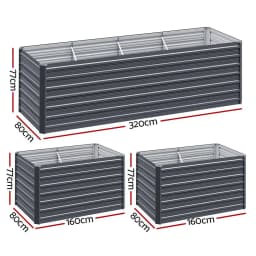 2 in 1 Raised Garden Bed Kit 320cm 160cm Extra Deep Ergonomic Planter Box Galvanised Steel Vegetable Flower Pot for outdoor Garden Includes Gloves and Pegs