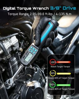 SEESII D3-Nova 3/8" 135N.m Digital Torque Wrench Kit Dual Direction Ratchet ±2% Accuracy Buzzer and LED Alart Track & Peak Mode for Auto/Motorcycle/Bicycle Repair