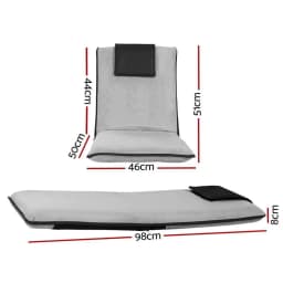 2 Piece Velvet Grey Floor Lounge Sofa Bed Cushion for Living Room Relaxation and Seating