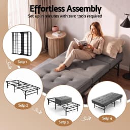 Foldable Guest Bed with 15cm Foam Mattress Single Metal Folding Frame Portable Sleeping Cot