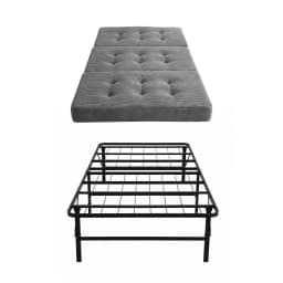 Foldable Guest Bed with 15cm Foam Mattress Single Metal Folding Frame Portable Sleeping Cot