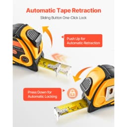 SucceBuy Tape Measure 25 ft Length Measuring Tape with Retractable Imperial and Metric ft/m Dual-Scale & ABS Case for Outdoor