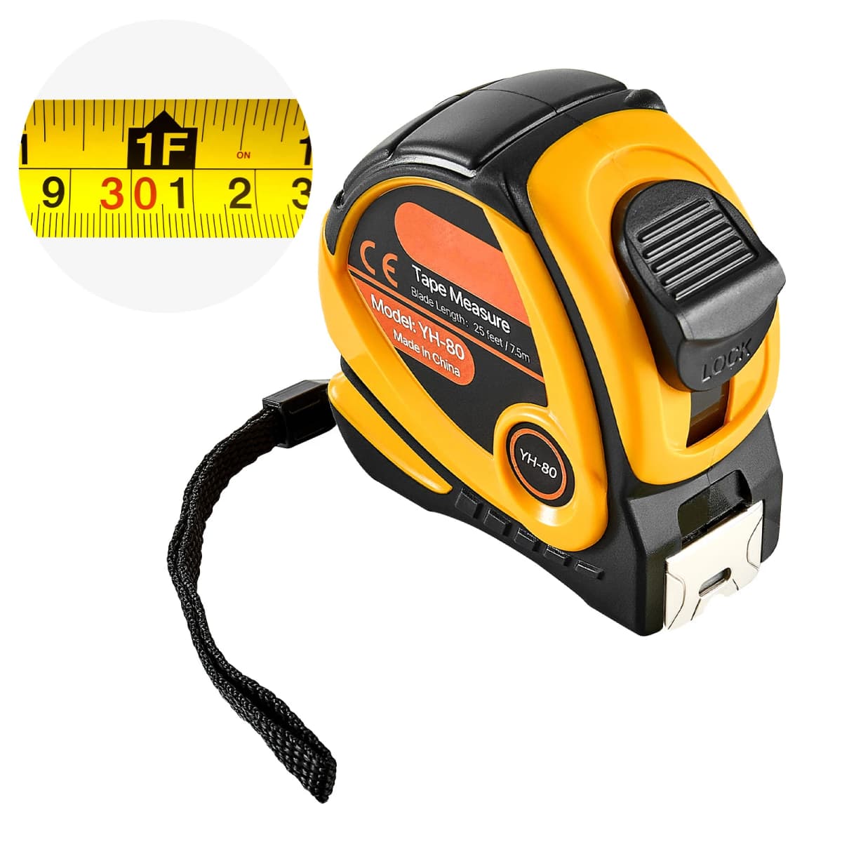 SucceBuy Tape Measure 25 ft Length Measuring Tape with Retractable Imperial and Metric ft/m Dual-Scale & ABS Case for Outdoor