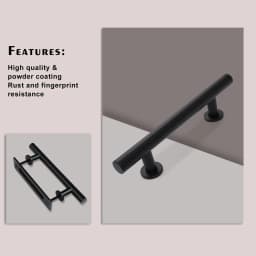 12''Barn Door Handle Black Embedded Translation Wooden Door Interior Door Handle