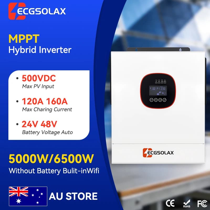 ECGSOLAX 12KW Hybrid Solar Inverter 48V 230Vac With Dual MPPT 160A Solar Charger Pure Sine Wave Hybrid Inverter Built-in WIFI