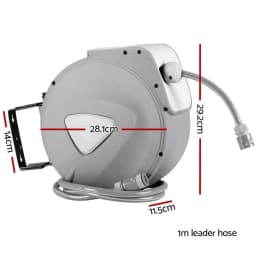 10M Retractable Auto Rewind Garden Hose Reel with Spray Gun Wall Mounted Water Hose Set