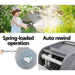 10M Retractable Auto Rewind Garden Hose Reel with Spray Gun Wall Mounted Water Hose Set