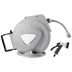 10M Retractable Auto Rewind Garden Hose Reel with Spray Gun Wall Mounted Water Hose Set