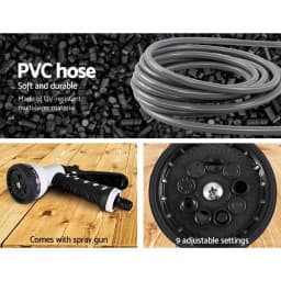 10M Retractable Auto Rewind Garden Hose Reel with Spray Gun Wall Mounted Water Hose Set
