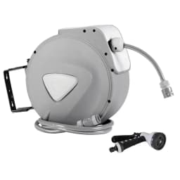 10M Retractable Auto Rewind Garden Hose Reel with Spray Gun Wall Mounted Water Hose Set