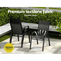 5 Piece Outdoor Dining Set Patio Table and Chairs Garden Bistro Furniture Black Steel Frame
