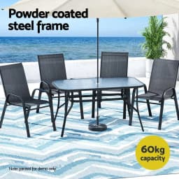 5 Piece Outdoor Dining Set Patio Table and Chairs Garden Bistro Furniture Black Steel Frame