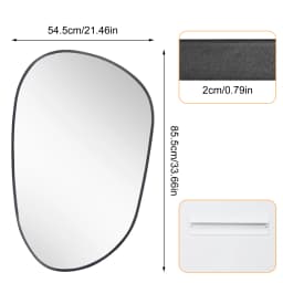 Irregular Wall Mirror Asymmetrical Mirror 54x85cm Aluminum Frame Black Mirror Tempered Glass Bathroom Mirror for Living Rooms Bedrooms