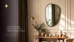 Irregular Wall Mirror Asymmetrical Mirror 54x85cm Aluminum Frame Black Mirror Tempered Glass Bathroom Mirror for Living Rooms Bedrooms