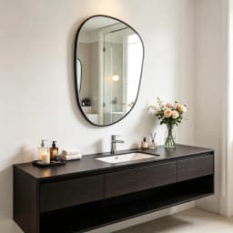 Irregular Wall Mirror Asymmetrical Mirror 54x85cm Aluminum Frame Black Mirror Tempered Glass Bathroom Mirror for Living Rooms Bedrooms