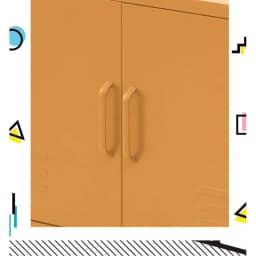 Artiss Style Yellow Metal Buffet Sideboard Storage Cabinet for Kitchen Dining Room