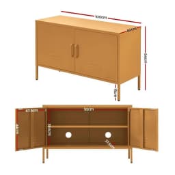 Artiss Style Yellow Metal Buffet Sideboard Storage Cabinet for Kitchen Dining Room