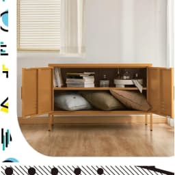 Artiss Style Yellow Metal Buffet Sideboard Storage Cabinet for Kitchen Dining Room
