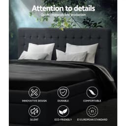 King Size Bed Frame with 4 Storage Drawers Charcoal Upholstered Platform Bed Frame Heavy Duty Support Modern Bedroom Furniture