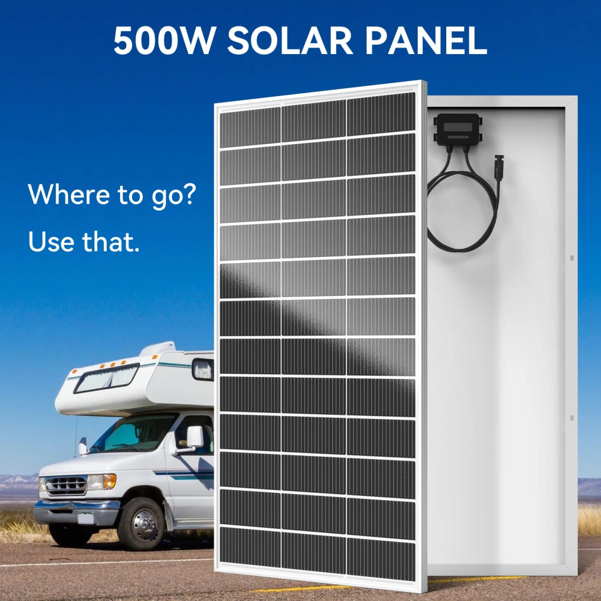 RVPOZWER 500W N-Type Monocrystalline Rigid Solar Panel White Frame High Conversion Efficiency Waterproof Solar Module for Home RV Farm Camping Off-Grid Power System Trailer Boat