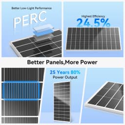RVPOZWER 500W N-Type Monocrystalline Rigid Solar Panel White Frame High Conversion Efficiency Waterproof Solar Module for Home RV Farm Camping Off-Grid Power System Trailer Boat