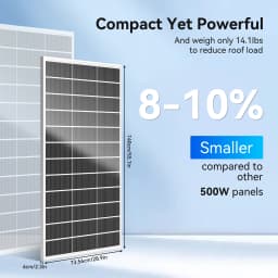 RVPOZWER 500W N-Type Monocrystalline Rigid Solar Panel White Frame High Conversion Efficiency Waterproof Solar Module for Home RV Farm Camping Off-Grid Power System Trailer Boat