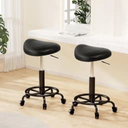 2x Adjustable Salon Stool Saddle Swivel Chair Rolling Hydraulic Height Stool for Spa Barber Tattoo Massage Beauty Shop