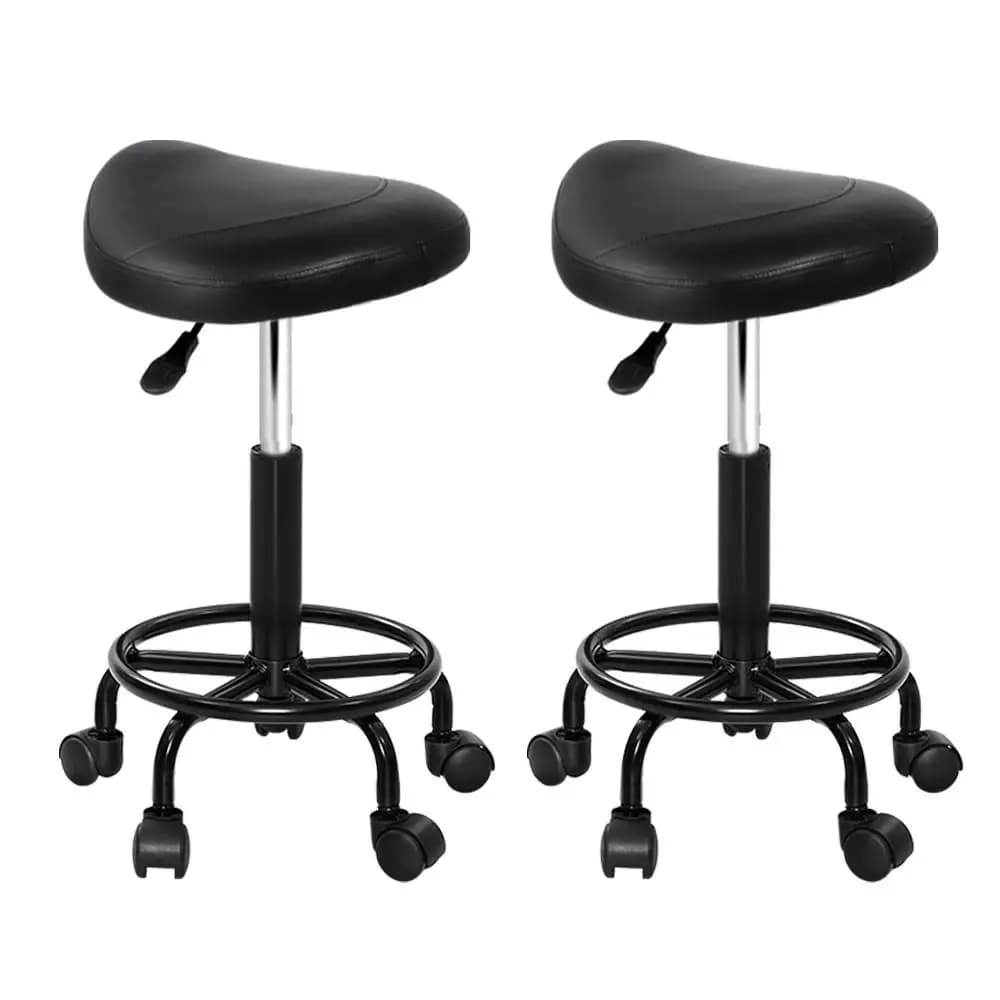 2x Adjustable Salon Stool Saddle Swivel Chair Rolling Hydraulic Height Stool for Spa Barber Tattoo Massage Beauty Shop