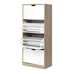 Shoe Storage Cabinet 60 Pairs 4 Tier Shoe Organizer Entryway Furniture White stand