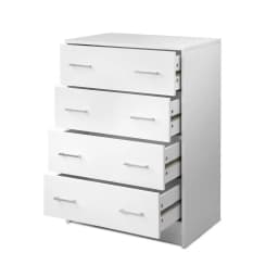 4 Drawer Chest White Tall Storage Cabinet Modern Bedroom Dresser Minimalist Freestanding Organizer for Home Use