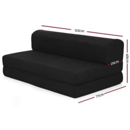 Foldable Foam Mattress Double Size Black Tri Fold Bed Mat Portable Sleeping Cushion