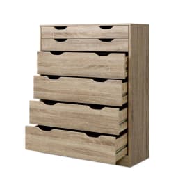 6 Drawer Oak Chest Storage Cabinet Modern Bedroom Dresser Wooden Organizer Tall Furniture Unit