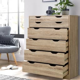 6 Drawer Oak Chest Storage Cabinet Modern Bedroom Dresser Wooden Organizer Tall Furniture Unit