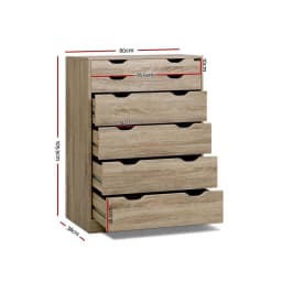 6 Drawer Oak Chest Storage Cabinet Modern Bedroom Dresser Wooden Organizer Tall Furniture Unit