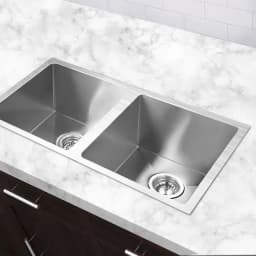 Kitchen Sink 77x45cm Stainless Steel Double Bowl Silver Basin for Home Use